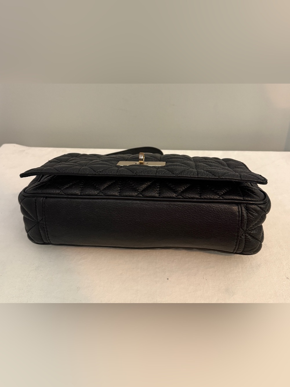 kate spade Delaney Black Quilted Leather Chain Shoulder Bag with Gold Hardware - Picture 9 of 16